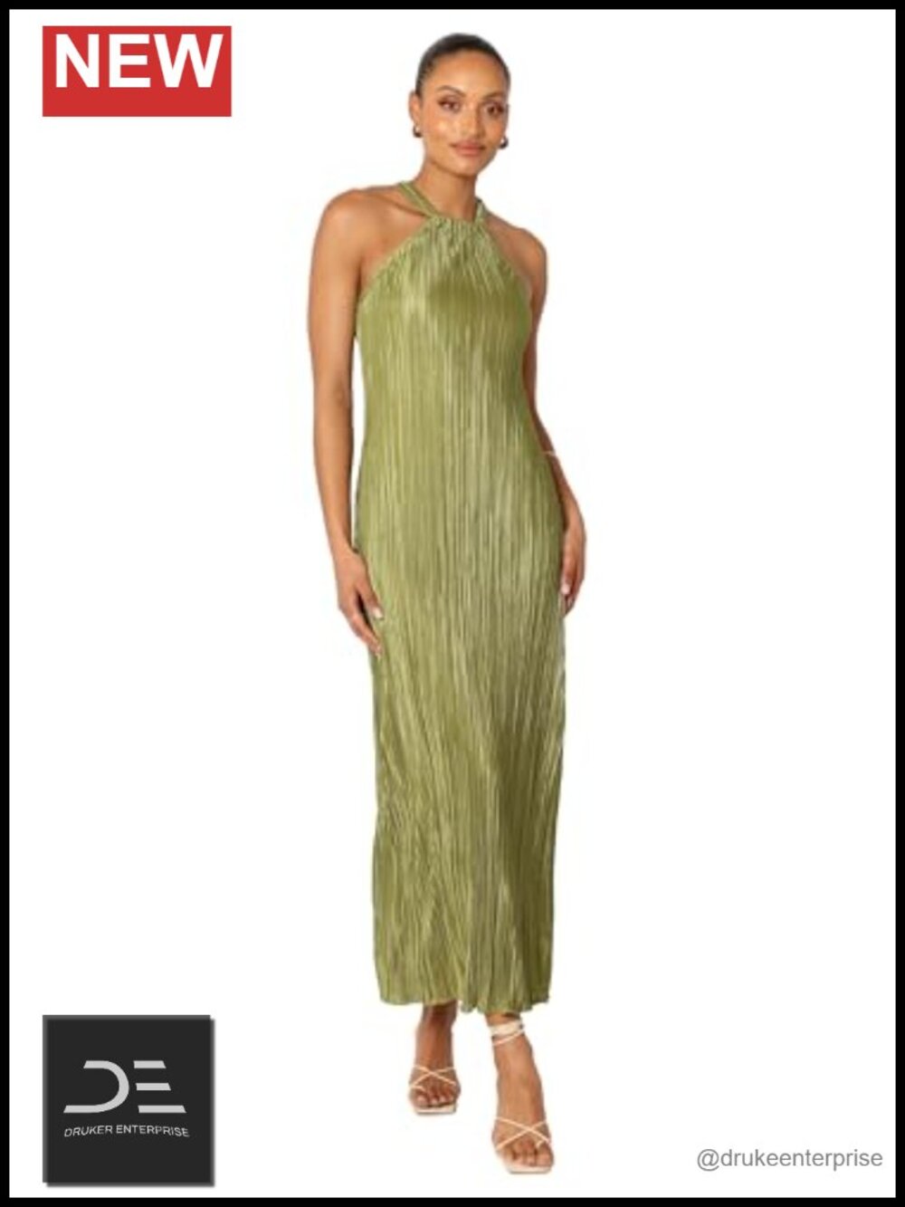 Petal & Pup Women's Melody Plisse Halter Maxi Dress